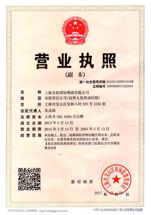 Business License (Five Certificates in One)